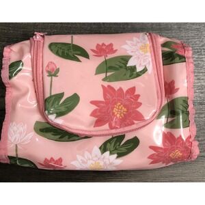 Avon 06' Water Lily Flower Cosmetic Bag‎ Makeup Compartment Hanging Hook Pink